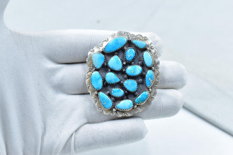 Handmade Blue Ridge Turquoise & Sterling Silver Belt Buckle