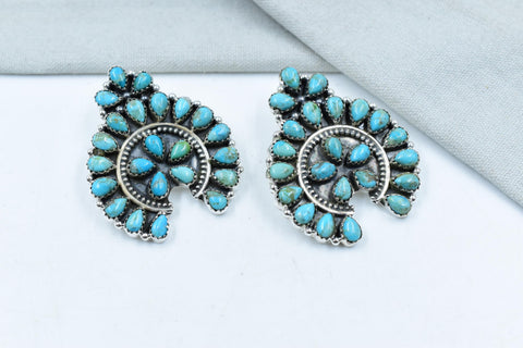 Handmade Mojave Turquoise & Sterling Silver Post Stud Earrings