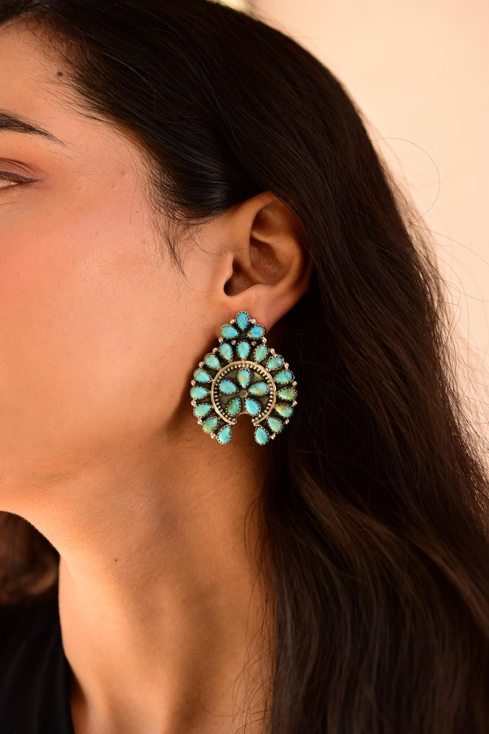 Handmade Mojave Turquoise & Sterling Silver Post Stud Earrings