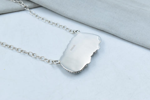 Handmade Blue Ridge Turquoise & Sterling Silver Necklace with 18 inch Adjustable Chain