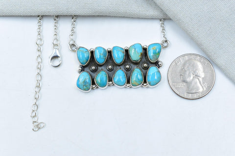 Handmade Mojave Turquoise & Sterling Silver Necklace with 18 inch Adjustable Chain