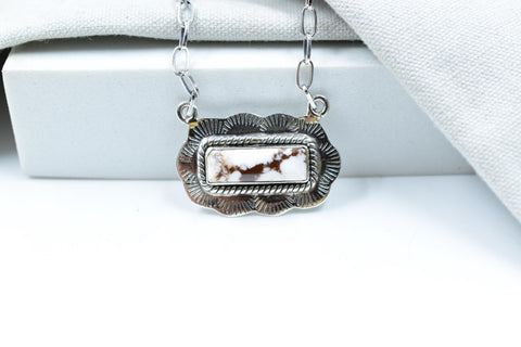 Handmade Wild Horse & Sterling Silver Necklace with 18 inch Adjustable Chain