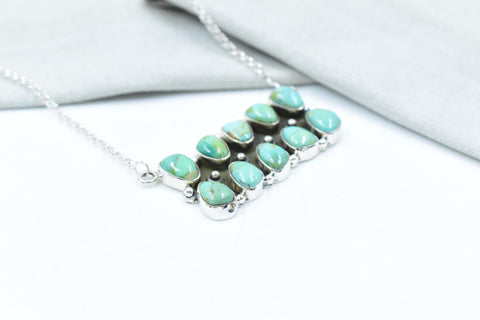 Handmade Mojave Turquoise & Sterling Silver Necklace with 18 inch Adjustable Chain