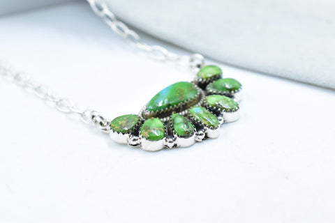 Handmade Sonoran Gold Turquoise & Sterling Silver Necklace with 18 inch Adjustable Chain