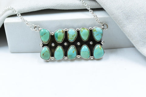 Handmade Mojave Turquoise & Sterling Silver Necklace with 18 inch Adjustable Chain
