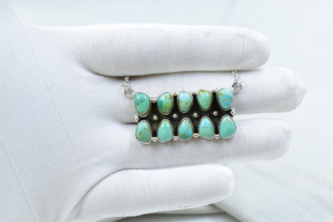 Handmade Mojave Turquoise & Sterling Silver Necklace with 18 inch Adjustable Chain