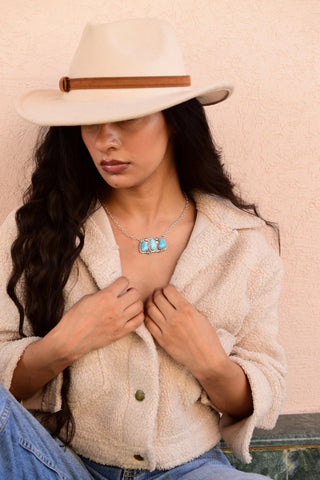 Handmade Blue Ridge Turquoise & Sterling Silver Necklace with 18 inch Adjustable Chain
