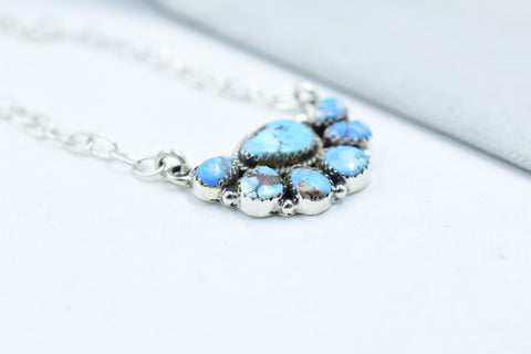 Handmade Golden Hill Turquoise & Sterling Silver Necklace with 18 inch Adjustable Chain