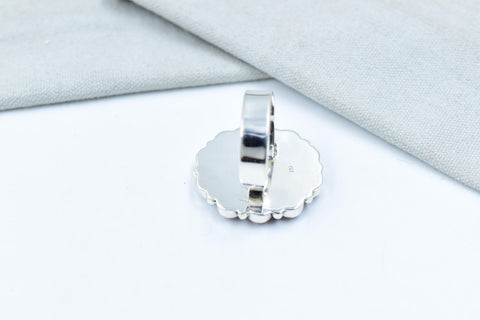 Handmade Pink Conch, Pearl & Sterling Silver Adjustable Ring