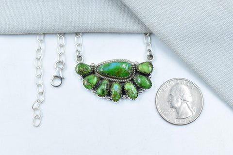 Handmade Sonoran Gold Turquoise & Sterling Silver Necklace with 18 inch Adjustable Chain