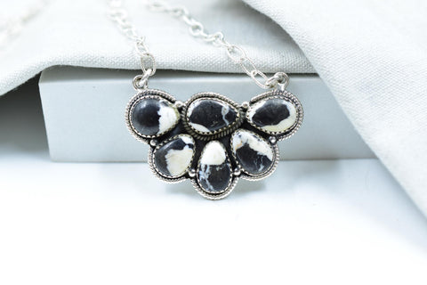Handmade White Buffalo & Sterling Silver Necklace with 20 inch Adjustable Chain