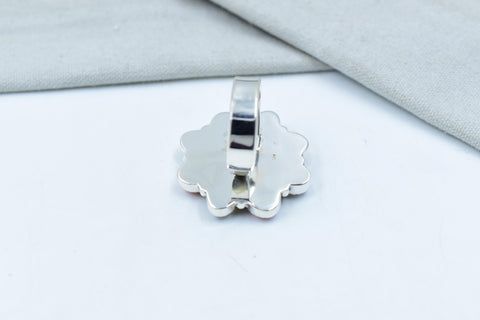 Handmade Pink Conch, Pearl & Sterling Silver Adjustable Ring