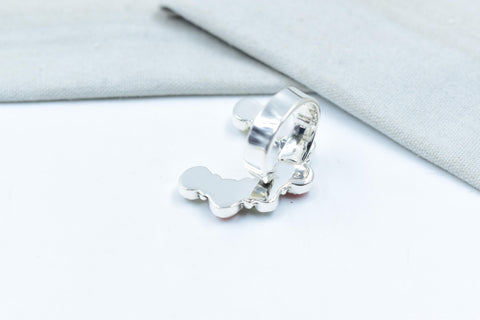 Handmade Pink Conch, Pearl & Sterling Silver Adjustable Ring
