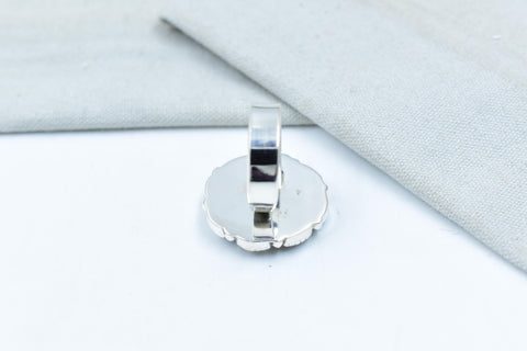 Handmade Pink Conch, Pearl & Sterling Silver Adjustable Ring