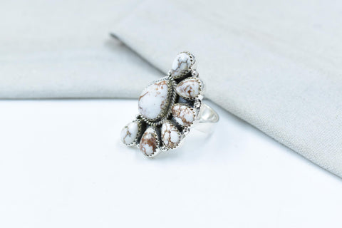 Handmade Wild Horse & Sterling Silver Adjustable Cactus Ring