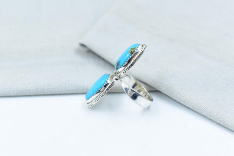 Handmade Kingman Turquoise & Sterling Silver Adjustable Ring