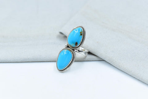 Handmade Kingman Turquoise & Sterling Silver Adjustable Ring