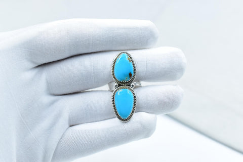 Handmade Kingman Turquoise & Sterling Silver Adjustable Ring