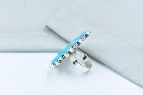 Handmade Kingman Turquoise & Sterling Silver Adjustable Ring
