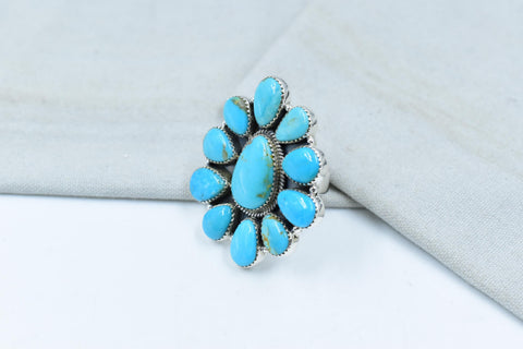 Handmade Kingman Turquoise & Sterling Silver Adjustable Ring