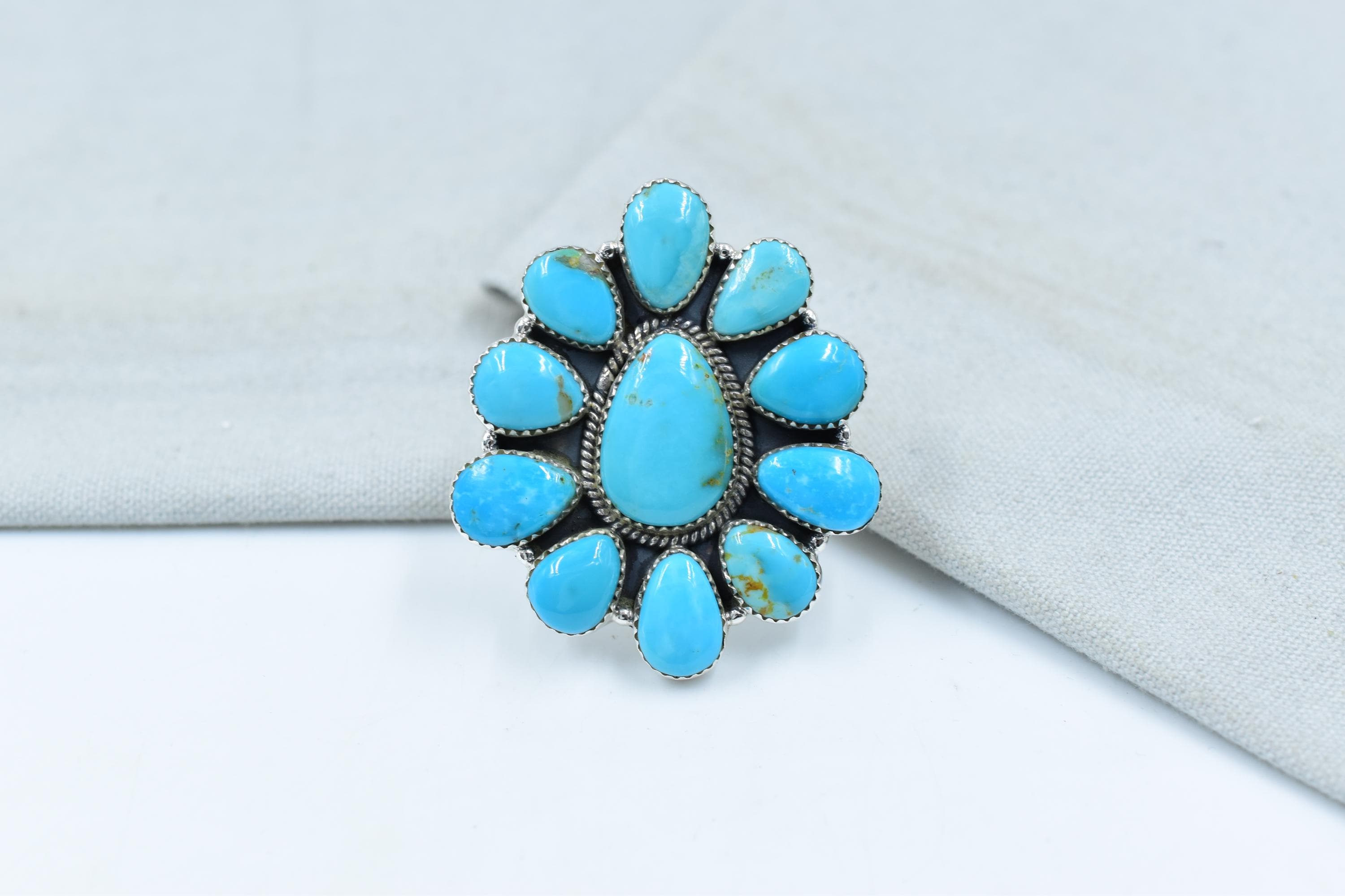 Handmade Kingman Turquoise & Sterling Silver Adjustable Ring