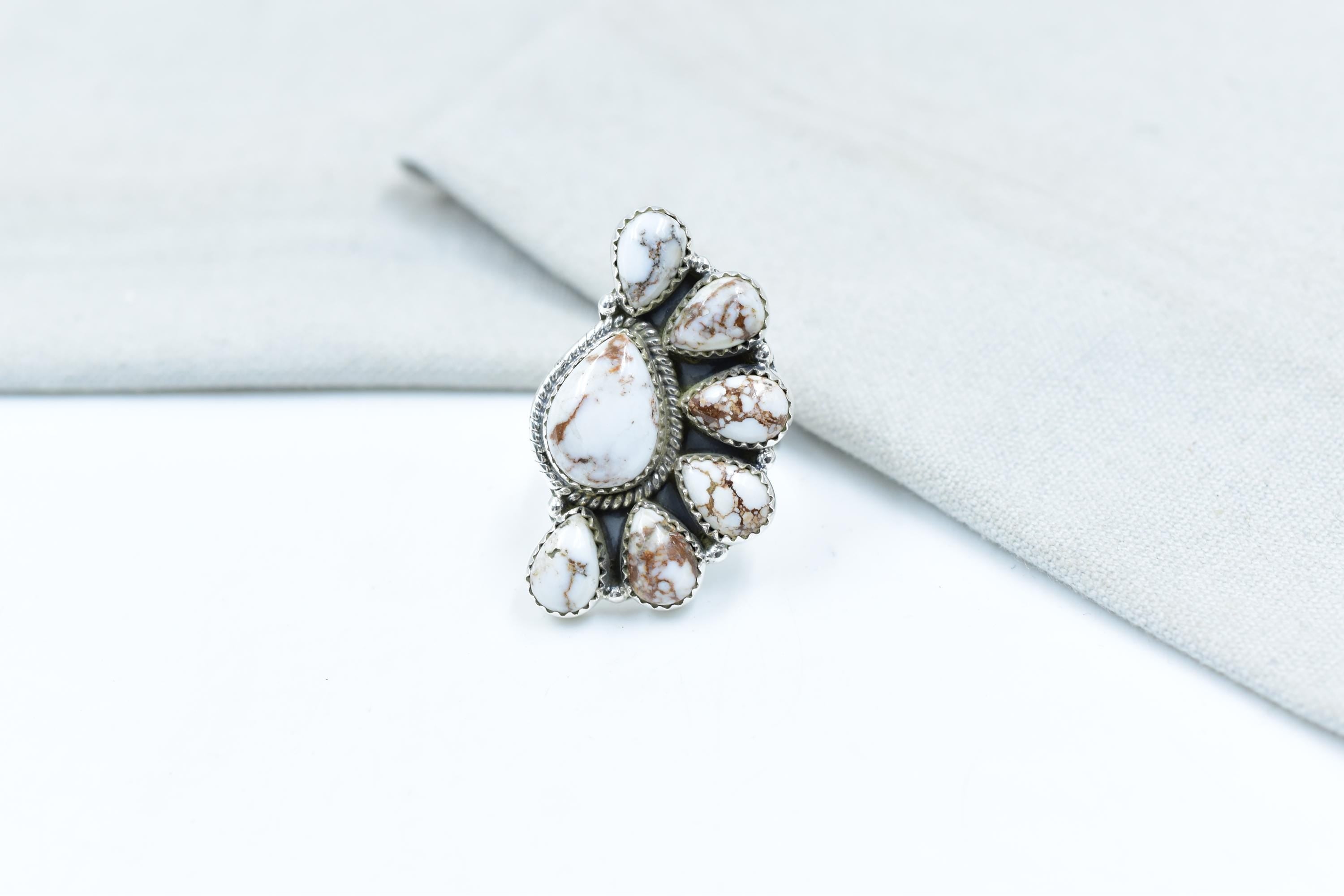 Handmade Wild Horse & Sterling Silver Adjustable Cactus Ring