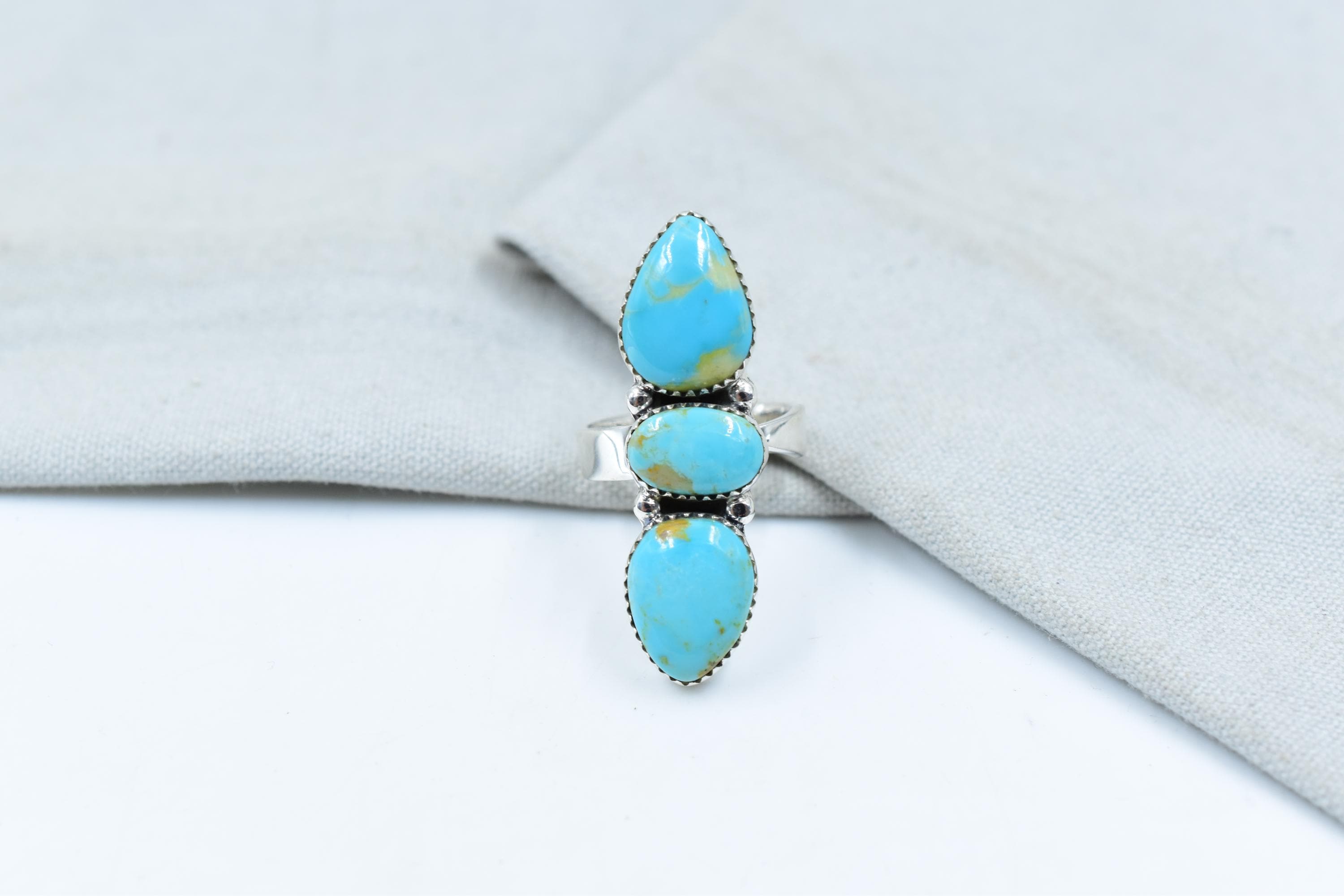 Handmade Kingman Turquoise & Sterling Silver Adjustable Ring