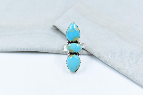 Handmade Kingman Turquoise & Sterling Silver Adjustable Ring
