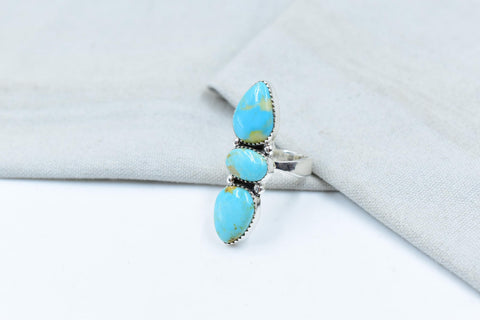 Handmade Kingman Turquoise & Sterling Silver Adjustable Ring