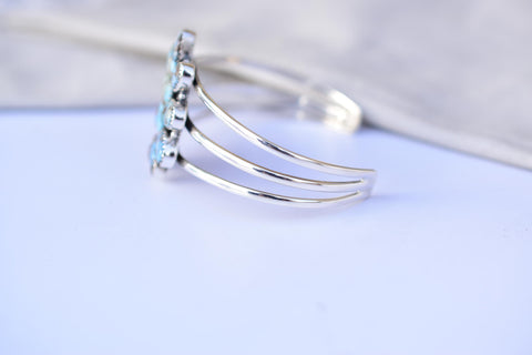 Handmade Golden Hill Turquoise & Sterling Silver Adjustable Bangle