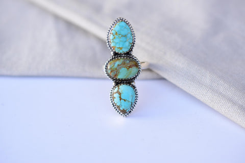 Handmade Number 8 Turquoise & Sterling Silver Adjustable Ring
