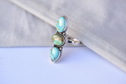 Handmade Number 8 Turquoise & Sterling Silver Adjustable Ring