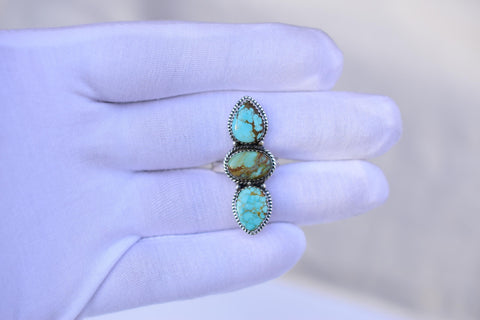Handmade Number 8 Turquoise & Sterling Silver Adjustable Ring