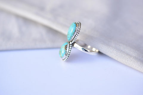 Handmade Number 8 Turquoise & Sterling Silver Adjustable Ring