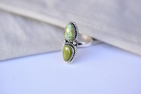 Handmade Royston Turquoise & Sterling Silver Ring Adjustable Ring