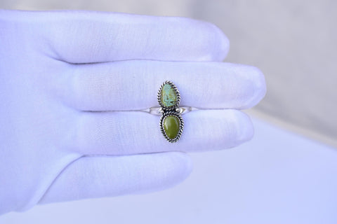 Handmade Royston Turquoise & Sterling Silver Ring Adjustable Ring