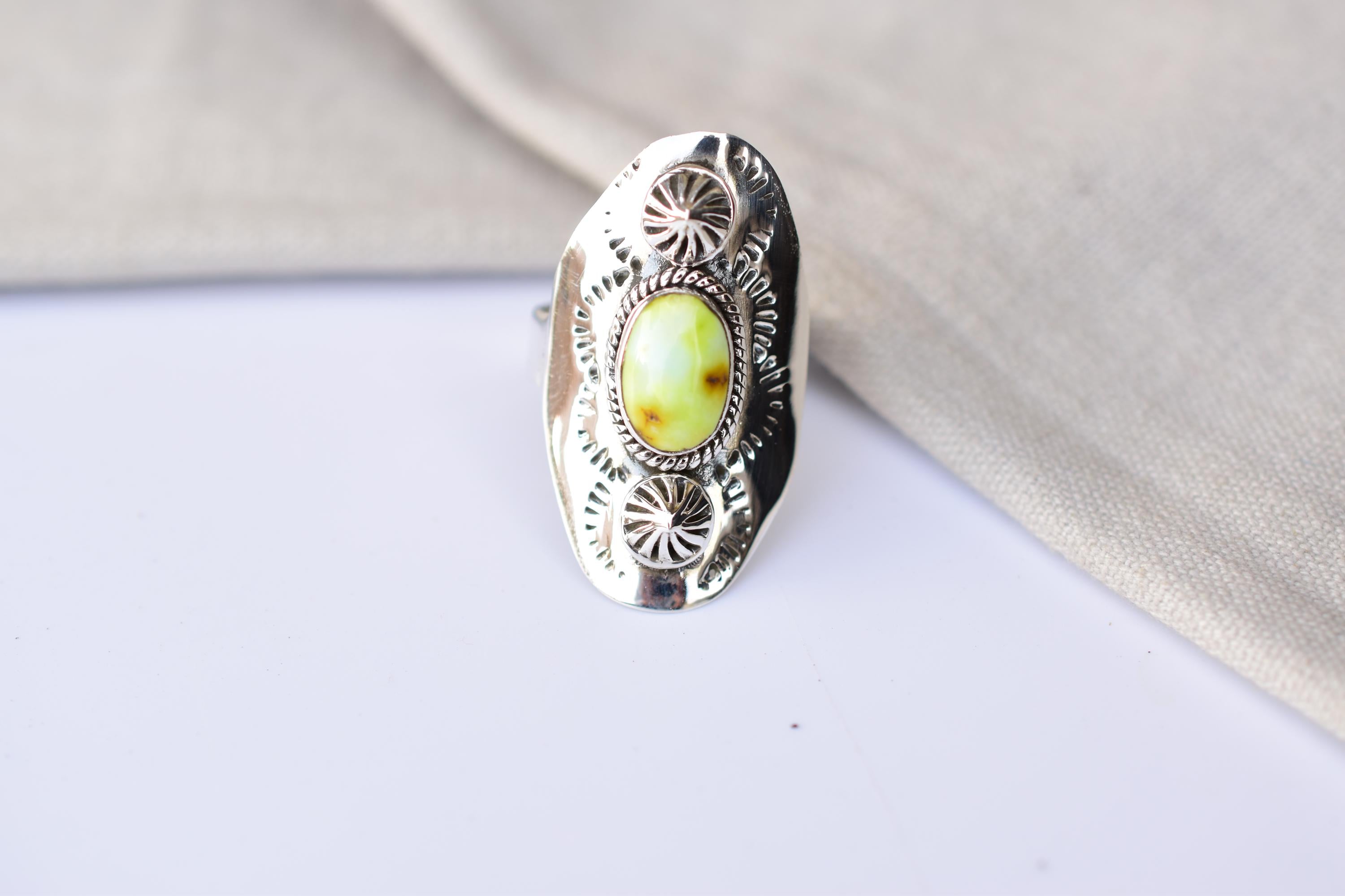 Handmade Palomino Turquoise & Sterling Silver Adjustable Ring