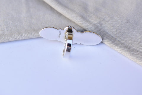 Handmade Sea Sediment Jasper & Sterling Silver Adjustable Ring