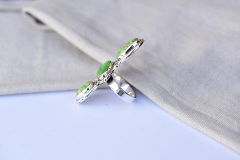 Handmade Sea Sediment Jasper & Sterling Silver Adjustable Ring
