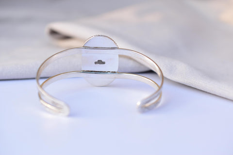 Handmade Blue Moon Turquoise & Sterling Silver Adjustable Bangle 5.5 inch