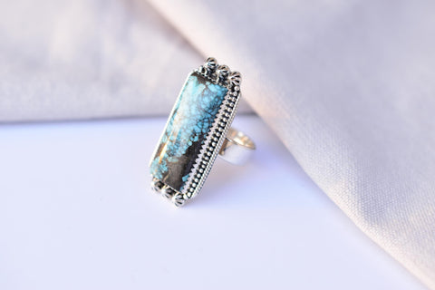 Handmade Blue Moon Turquoise & Sterling Silver Adjustable Ring