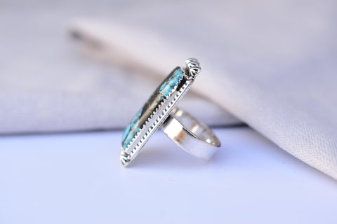 Handmade Blue Moon Turquoise & Sterling Silver Adjustable Ring