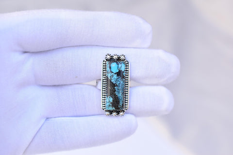 Handmade Blue Moon Turquoise & Sterling Silver Adjustable Ring