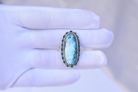 Handmade Blue Moon Turquoise & Sterling Silver Adjustable Ring