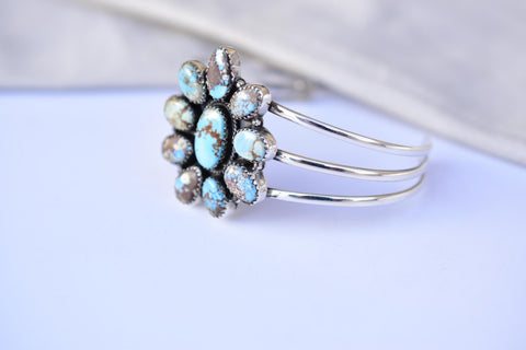 Handmade Golden Hill Turquoise & Sterling Silver Adjustable Bangle