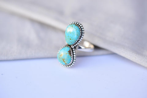 Handmade Number 8 Turquoise & Sterling Silver Adjustable Ring