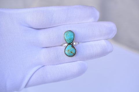 Handmade Number 8 Turquoise & Sterling Silver Adjustable Ring