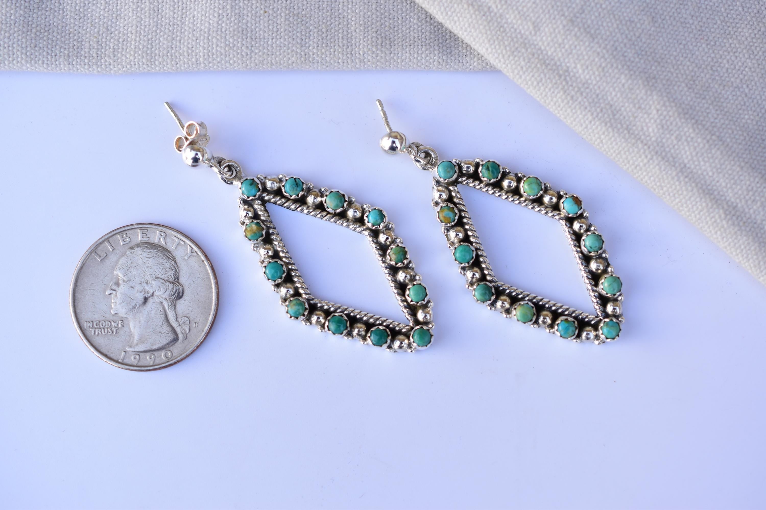 Handmade Mojave Turquoise & Sterling Silver Post Stud Earrings