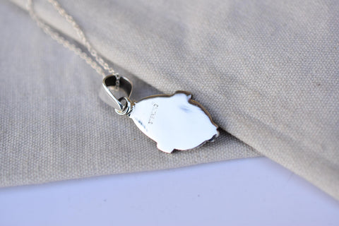 Handmade Pilot Mountain Turquoise & Sterling Silver Egg shape Pendant with 16 inch Adjustable Chain