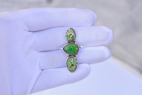Handmade Sea Sediment Jasper & Sterling Silver Adjustable Ring